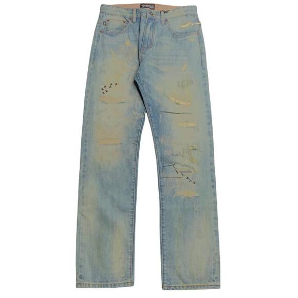 NEW MOSTLY HEARD RARELY SEEN men's destroyed jeans in 400 blue - Picture 1 of 2